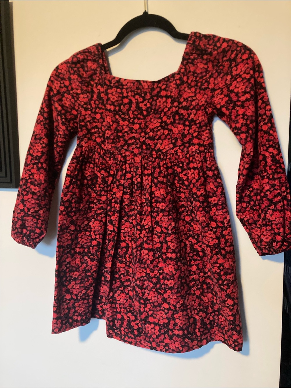 Gap kids Girls Long-Sleeve Red Floral velour Dress
